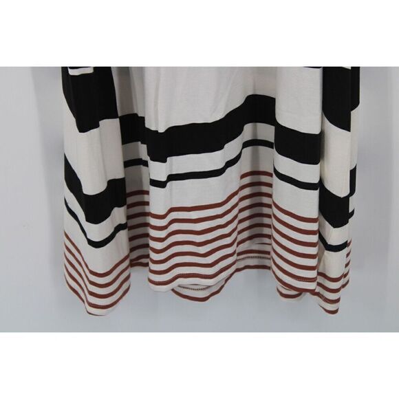 Loft Sleeveless Swing Dress Black Brown Ivory Striped Tie Back Small $70 NWT - Picture 3 of 8